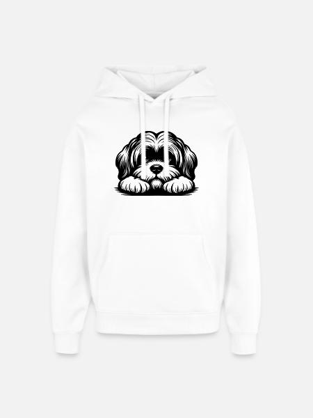 Lhasa Apso Head with Paws - Oversized Unisex Hoodie by Stanley/Stella - white