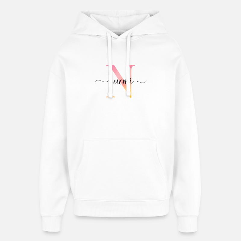 N | Monogramme | Nom | Naemi |Aquarelle - Sweat à capuche unisexe Stanley/Stella Oversized - blanc
