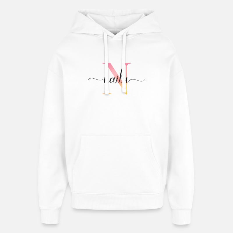 N | Monogramme | Nom | Naïla |Aquarelle - Sweat à capuche unisexe Stanley/Stella Oversized - blanc