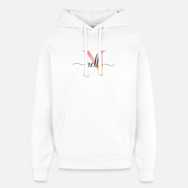 N | Monogramme | Nom | Nelli |Aquarelle - Sweat à capuche unisexe Stanley/Stella Oversized - blanc