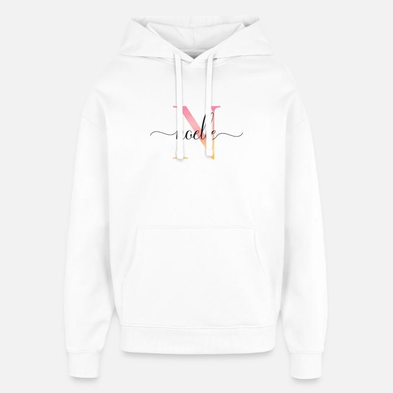 N | Monogramme | Nom | Noëlle |Aquarelle - Sweat à capuche unisexe Stanley/Stella Oversized - blanc