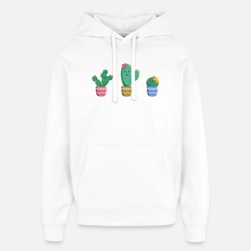 Cactus Trio - Sweat à capuche unisexe Stanley/Stella Oversized - blanc