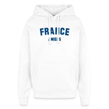 AMIENS France Frankreich - Sweat à capuche unisexe Stanley/Stella Oversized - blanc - Devant - AI Model Female 172 light (172cm) & AI Model Male 185 light (185cm)