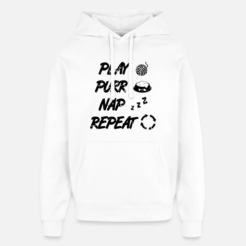 Cat Routine - Oversized Unisex Hoodie by Stanley/Stella - white