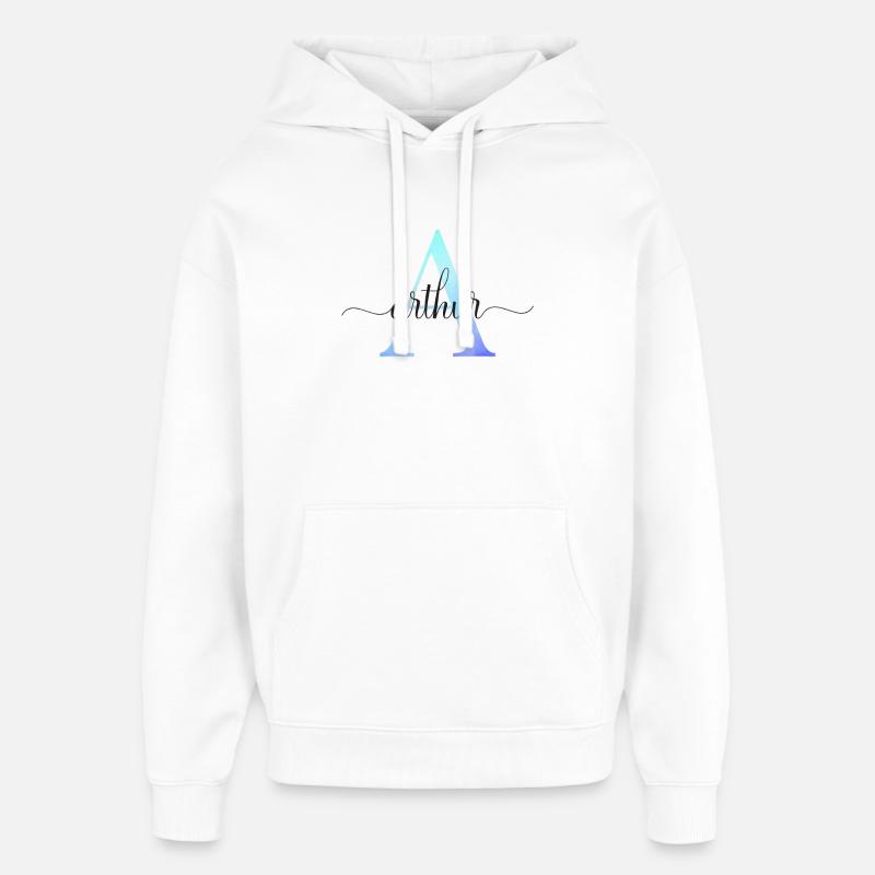 A| Monogramme | Nom | Achim | Aquarelle - Sweat à capuche unisexe Stanley/Stella Oversized - blanc