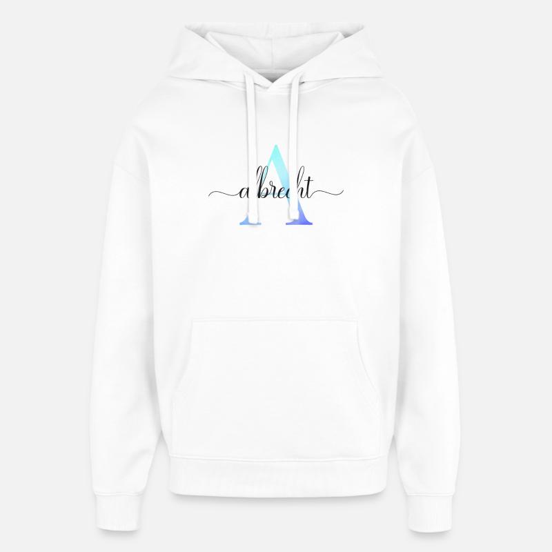 A| Monogramme | Nom | Albrecht | Aquarelle - Sweat à capuche unisexe Stanley/Stella Oversized - blanc
