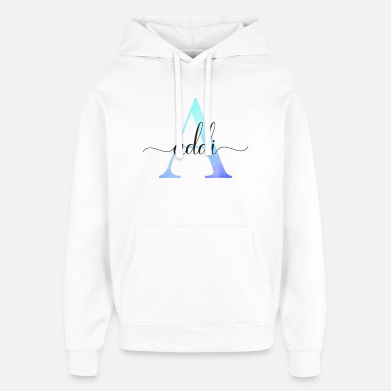 A| Monogramme | Nom | Addi | Aquarelle - Sweat à capuche unisexe Stanley/Stella Oversized - blanc