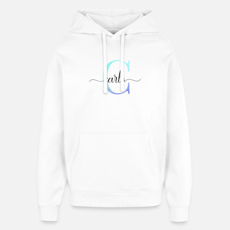 C| Monogramme | Nom | Carlo | Aquarelle - Sweat à capuche unisexe Stanley/Stella Oversized - blanc