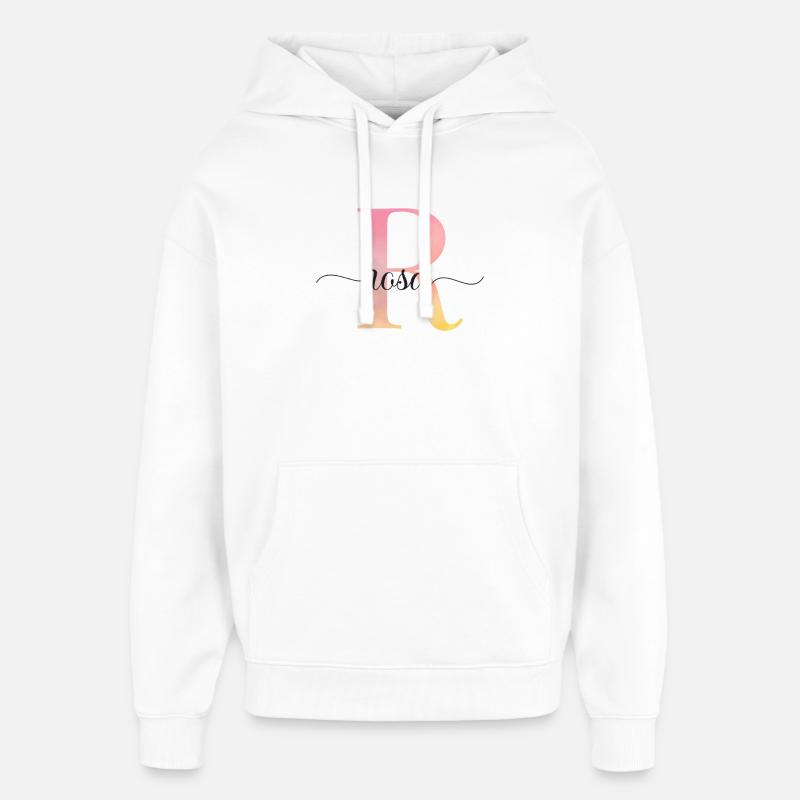 L | Monogramme | Nom | Rose |Aquarelle - Sweat à capuche unisexe Stanley/Stella Oversized - blanc