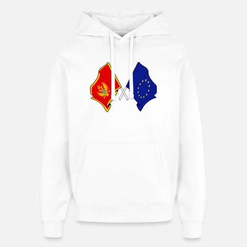 Drapeau du Monténégro, drapeau de l’Europe - Sweat à capuche unisexe Stanley/Stella Oversized - blanc