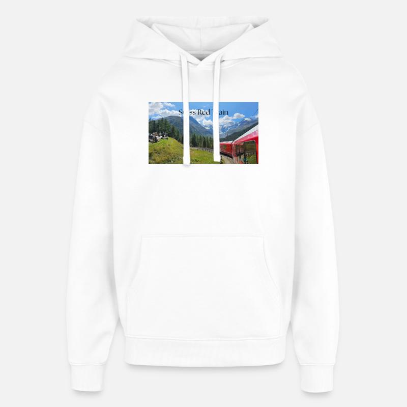 Train rouge suisse - Sweat à capuche unisexe Stanley/Stella Oversized - blanc