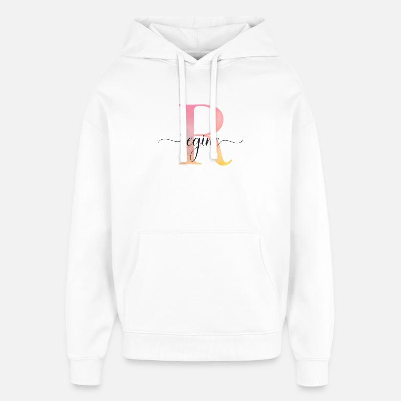 L | Monogramme | Nom | Régine |Aquarelle - Sweat à capuche unisexe Stanley/Stella Oversized - blanc