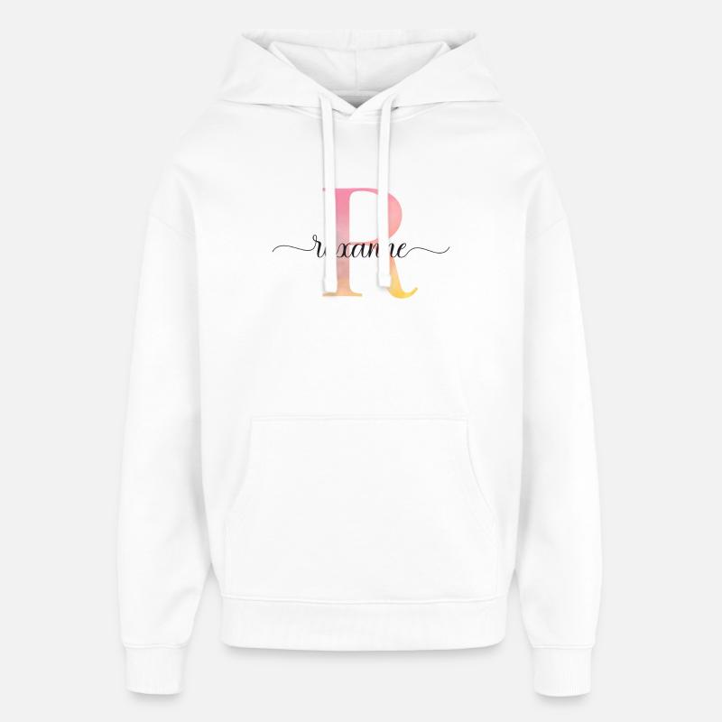 L | Monogramme | Nom | Roxanne |Aquarelle - Sweat à capuche unisexe Stanley/Stella Oversized - blanc