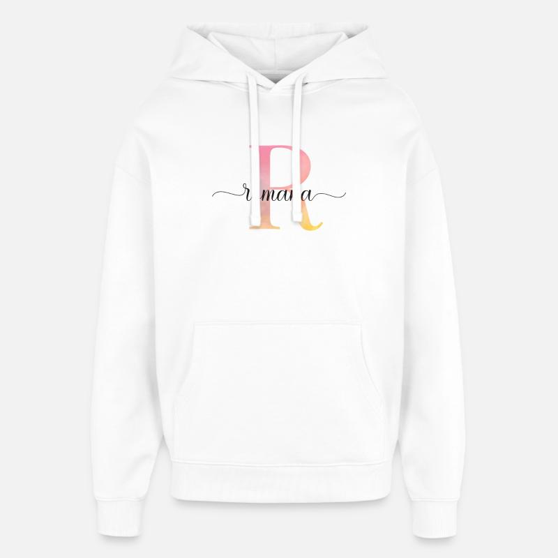 L | Monogramme | Nom | Romana |Aquarelle - Sweat à capuche unisexe Stanley/Stella Oversized - blanc