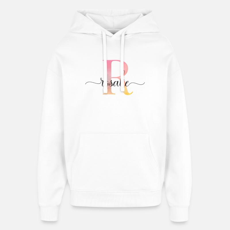 L | Monogramme | Nom | Rosalie |Aquarelle - Sweat à capuche unisexe Stanley/Stella Oversized - blanc
