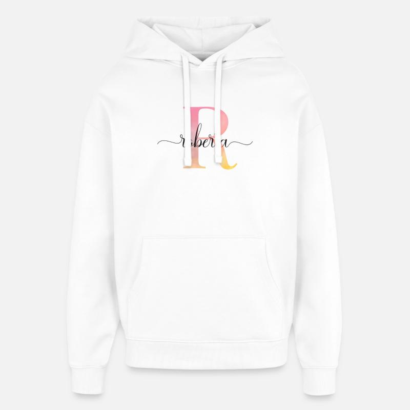 L | Monogramme | Nom | Roberta |Aquarelle - Sweat à capuche unisexe Stanley/Stella Oversized - blanc