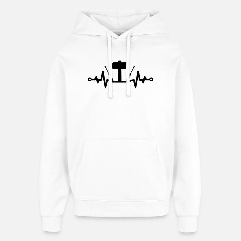 Outil Heartbeat – Marteau et tournevis - Sweat à capuche unisexe Stanley/Stella Oversized - blanc