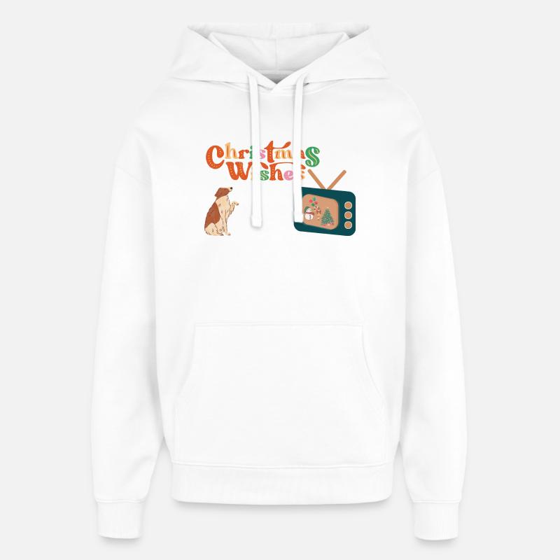 Chien devant la télé - Sweat à capuche unisexe Stanley/Stella Oversized - blanc