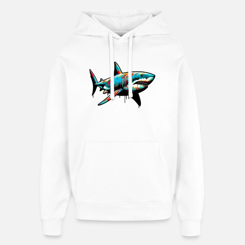 Requin - Sweat à capuche unisexe Stanley/Stella Oversized - blanc