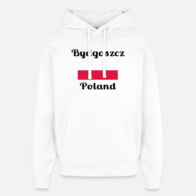 Bydgoszcz Pologne - Imprimés élégants - Sweat à capuche unisexe Stanley/Stella Oversized - blanc