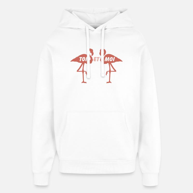 Flamants Jumeaux Amoureux - Sweat à capuche unisexe Stanley/Stella Oversized - blanc