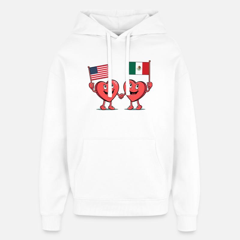 Cœurs d’Amérique et de Mexique - Sweat à capuche unisexe Stanley/Stella Oversized - blanc