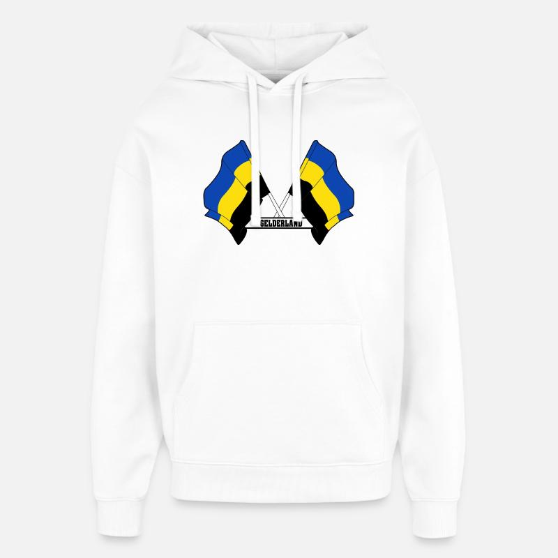 Deux drapeaux texte GELDERLAND - Sweat à capuche unisexe Stanley/Stella Oversized - blanc