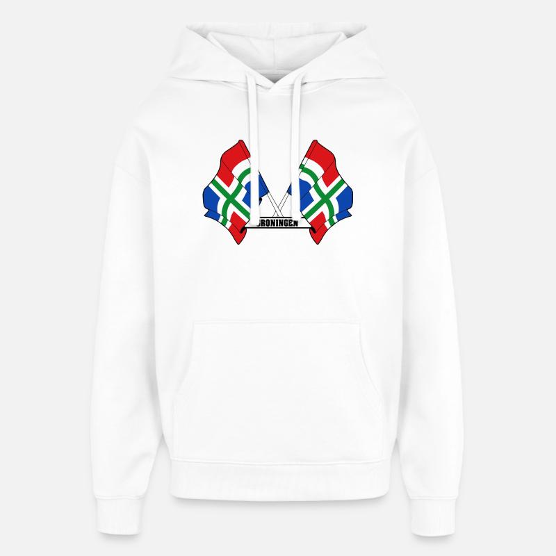 Deux drapeaux texte GRONINGEN - Sweat à capuche unisexe Stanley/Stella Oversized - blanc