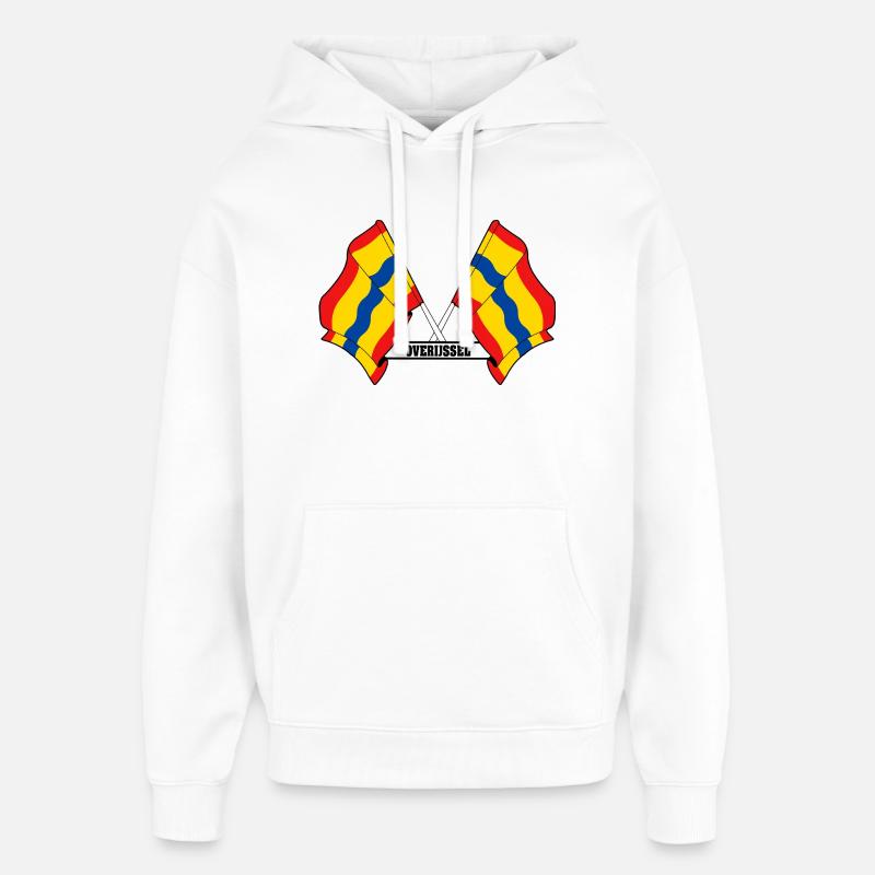 Texte à deux drapeaux OVERIJSSEL - Sweat à capuche unisexe Stanley/Stella Oversized - blanc