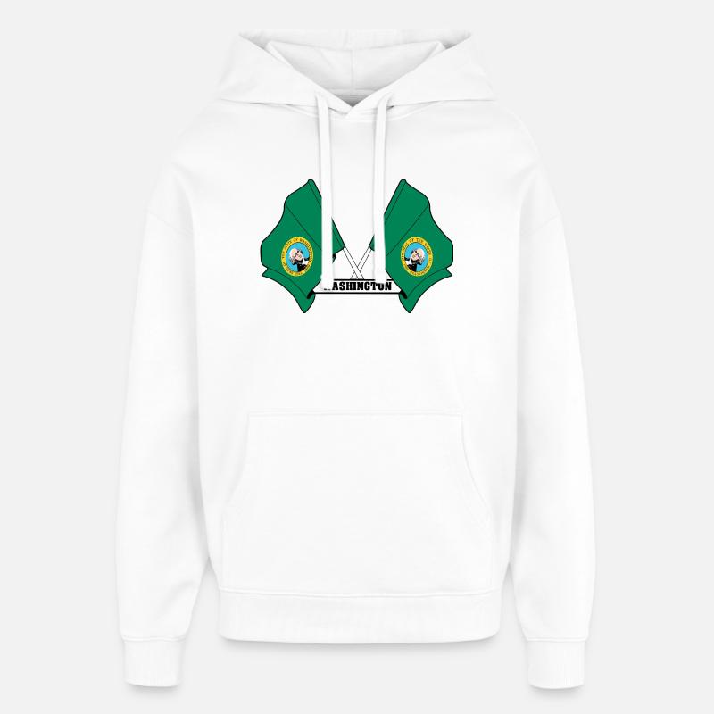 Zwei Flaggen mit dem Text WASHINGTON - Oversized Unisex Hoodie von Stanley/Stella - Weiß
