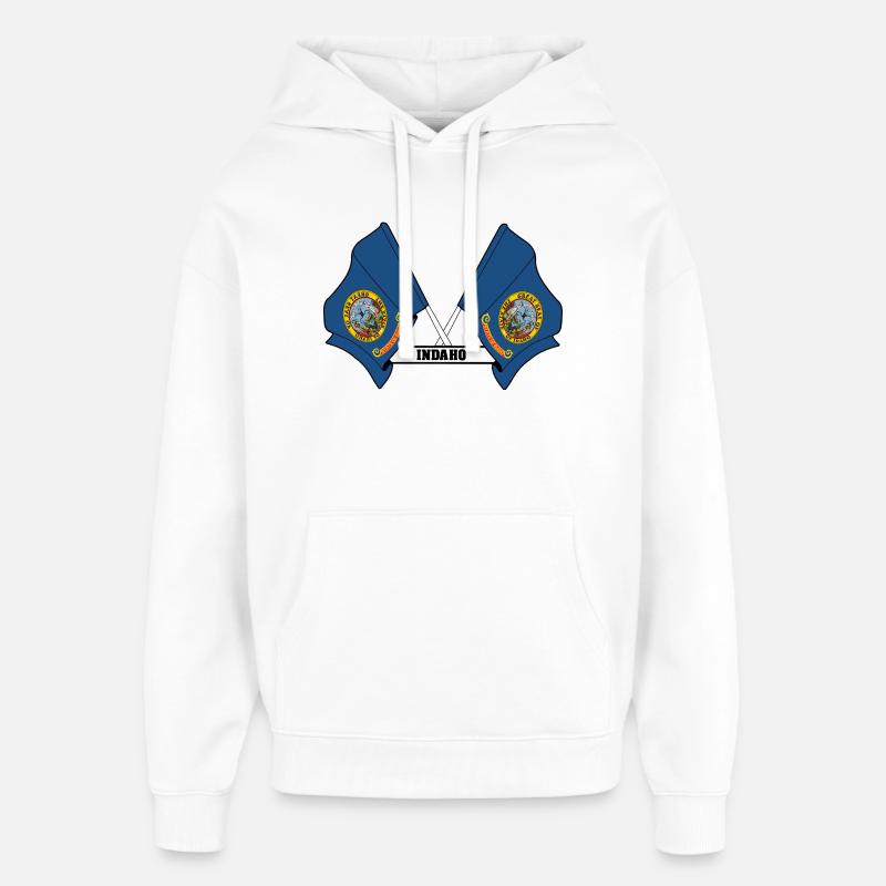 Deux drapeaux texte INDAHO - Sweat à capuche unisexe Stanley/Stella Oversized - blanc