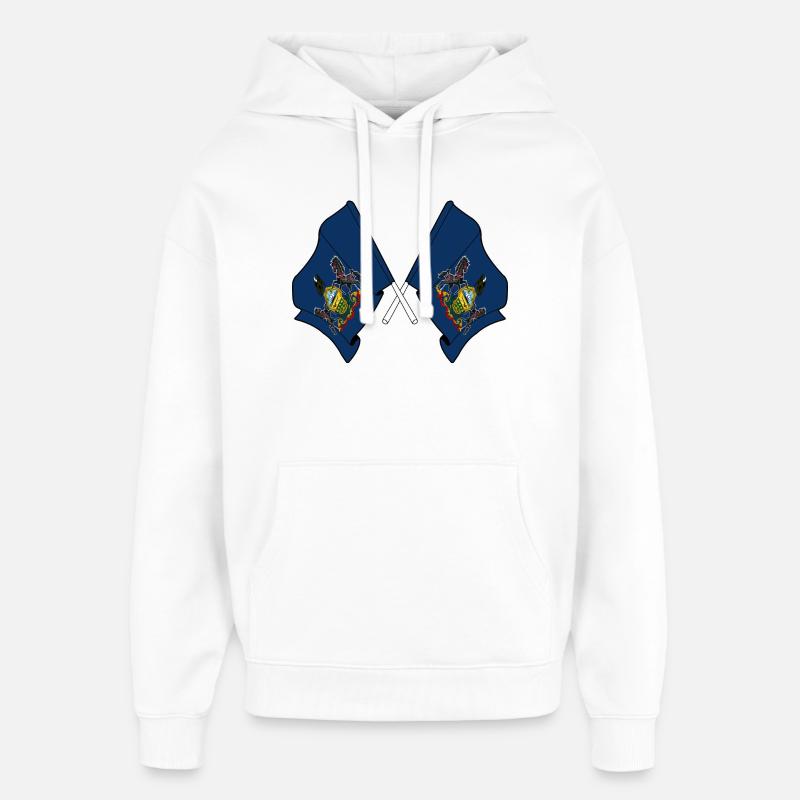 Deux drapeaux ont traversé la Pennsylvanie - Sweat à capuche unisexe Stanley/Stella Oversized - blanc