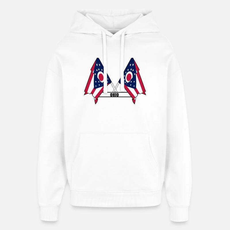 wee flags text OHIO - Oversized Unisex Hoodie by Stanley/Stella - white
