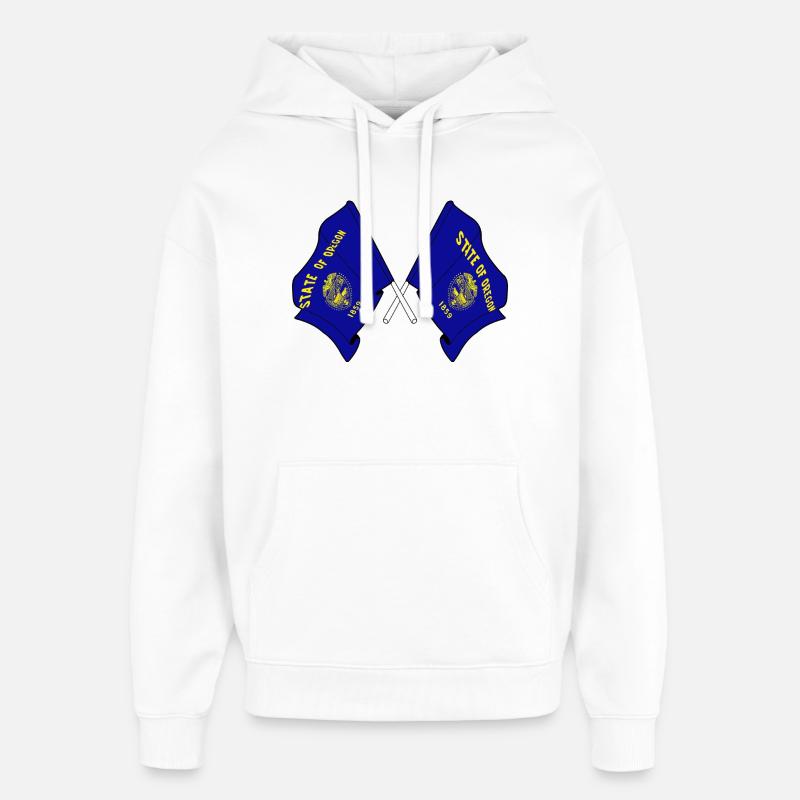 Two flags crossed Oregon - Oversized Unisex Hoodie by Stanley/Stella - white