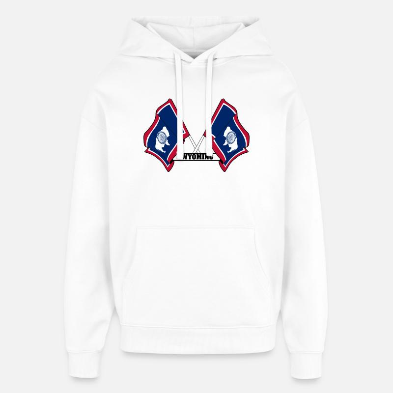 Texte à deux drapeaux WYOMING - Sweat à capuche unisexe Stanley/Stella Oversized - blanc