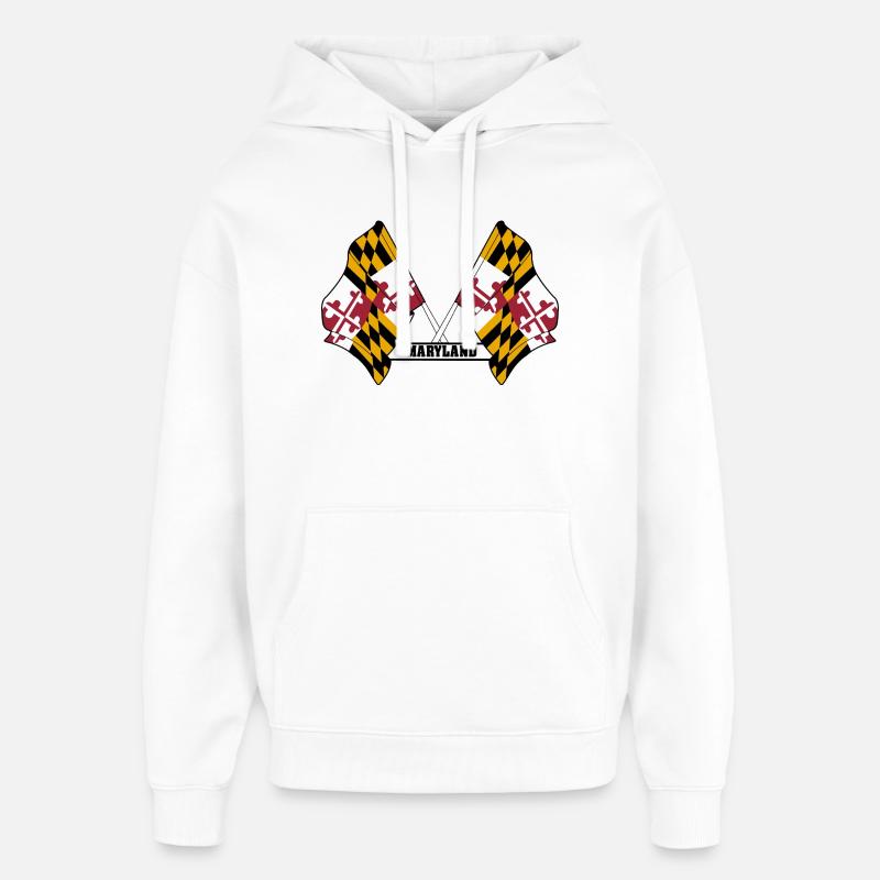 Deux drapeaux texte MARYLAND - Sweat à capuche unisexe Stanley/Stella Oversized - blanc