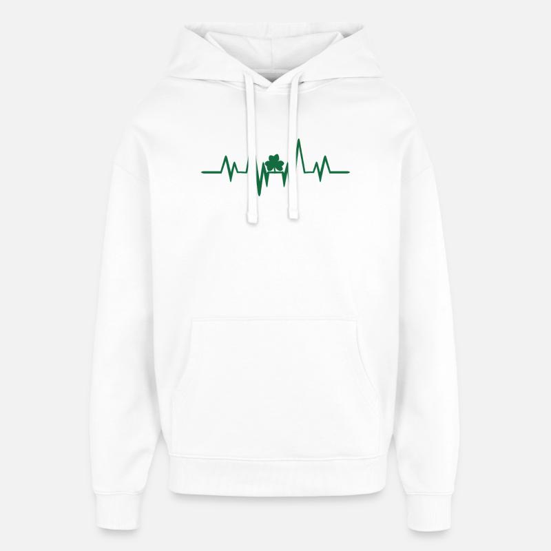 Battement de cœur avec trèfle - Sweat à capuche unisexe Stanley/Stella Oversized - blanc