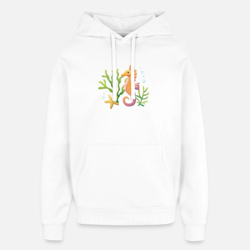 Motif hippocampe - Sweat à capuche unisexe Stanley/Stella Oversized - blanc