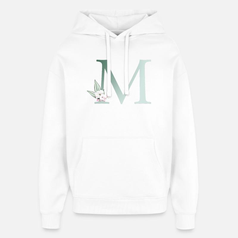M Monogram, Floral, Personnalisable - Sweat à capuche unisexe Stanley/Stella Oversized - blanc