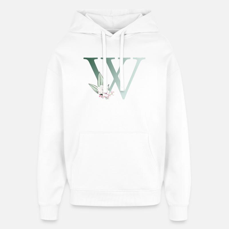 W Monogramme, Floral, Personnalisable - Sweat à capuche unisexe Stanley/Stella Oversized - blanc