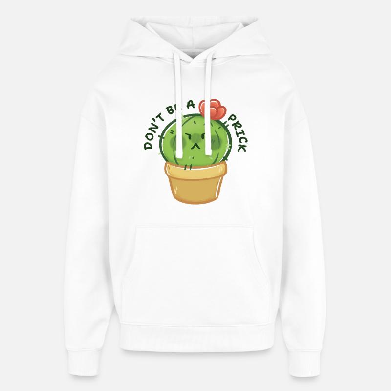 Grumpy Cactus with Message - Oversized Unisex Hoodie by Stanley/Stella - white