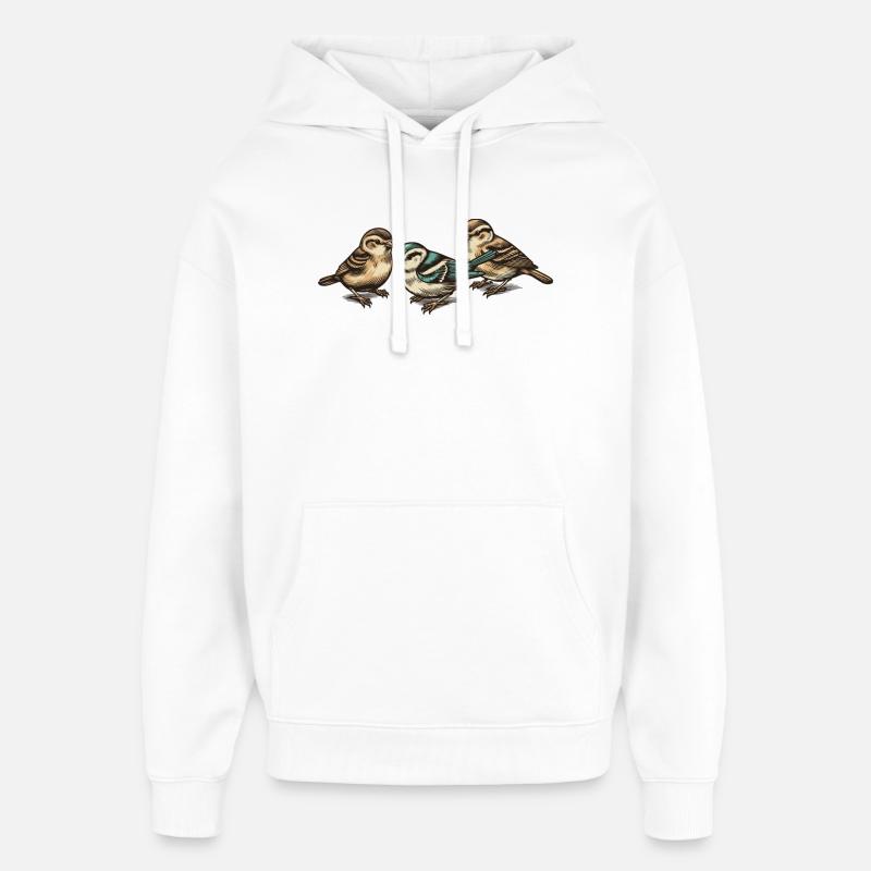 Trois petits oiseaux - Sweat à capuche unisexe Stanley/Stella Oversized - blanc