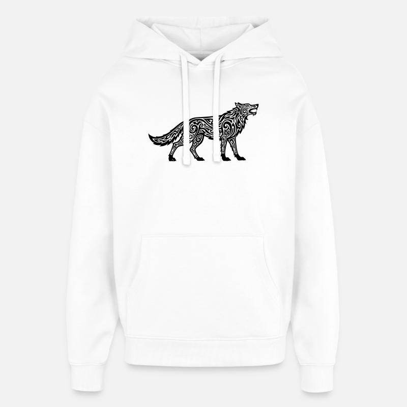 Loup du Caucase - Sweat à capuche unisexe Stanley/Stella Oversized - blanc