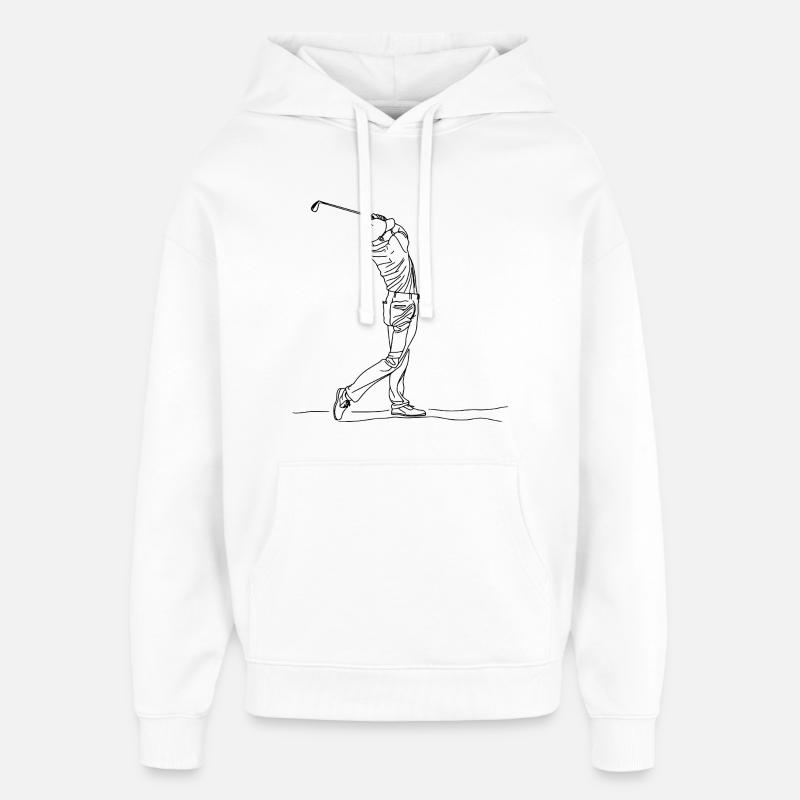 Golf Boy One Line Drawing - Oversized Unisex Hoodie von Stanley/Stella - Weiß