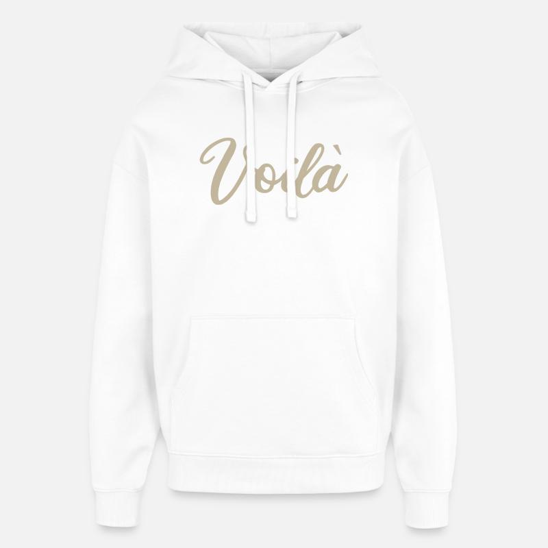 Voila Handlettered Script Design - Oversized Unisex Hoodie by Stanley/Stella - white