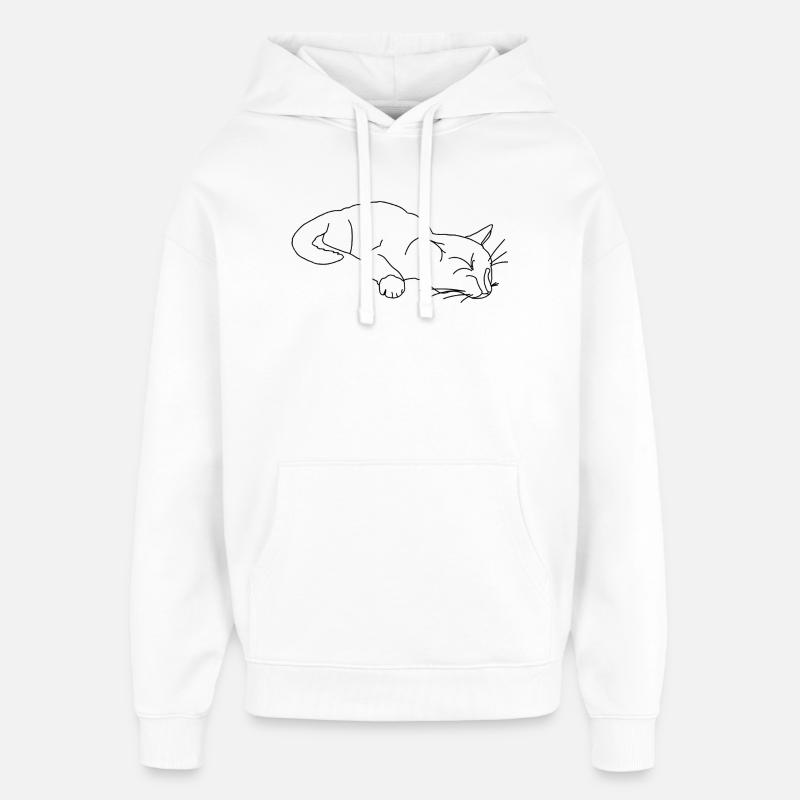 Croquis du chat endormi - Sweat à capuche unisexe Stanley/Stella Oversized - blanc