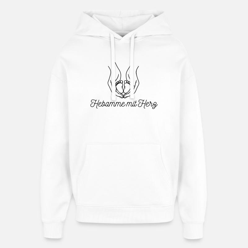 Hebamme mit Herz - personalisierbares Design - Oversized Unisex Hoodie von Stanley/Stella - Weiß
