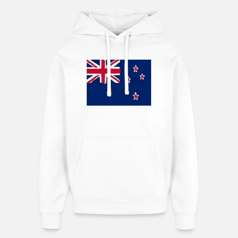 Drapeau de la Nouvelle-Zélande - Sweat à capuche unisexe Stanley/Stella Oversized - blanc