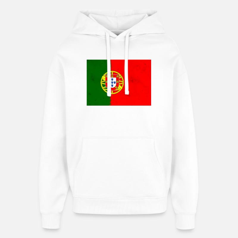Drapeau du Portugal - Sweat à capuche unisexe Stanley/Stella Oversized - blanc