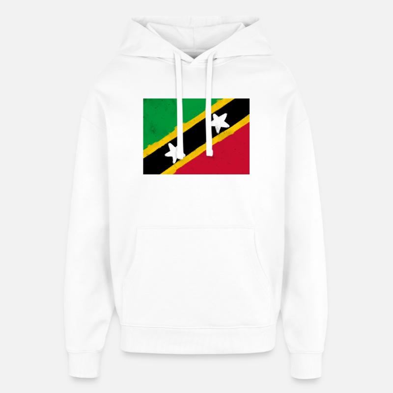 Bandera de San Cristóbal y Nieves - Sudadera con capucha unisex Stanley/Stella Oversized - blanco